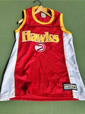 Vintage Hawks Red & Yellow Basketball Jersey - Hardwood Classics